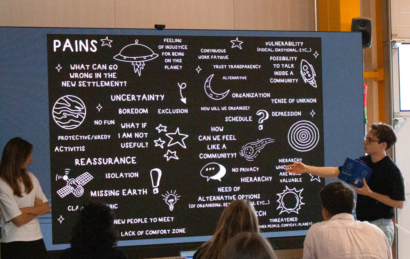 Students reflecting on the challenges humanity might face in establishing life on an exoplanet